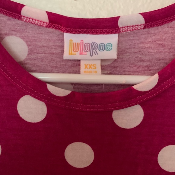 LuLaRoe Melissa Pink Polka Dot Sharkbite Top - XXS NWT - Picture 2 of 8
